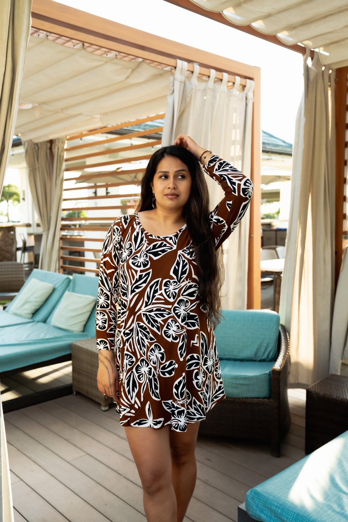 RETRO HIBISCUS TIFF DRESS