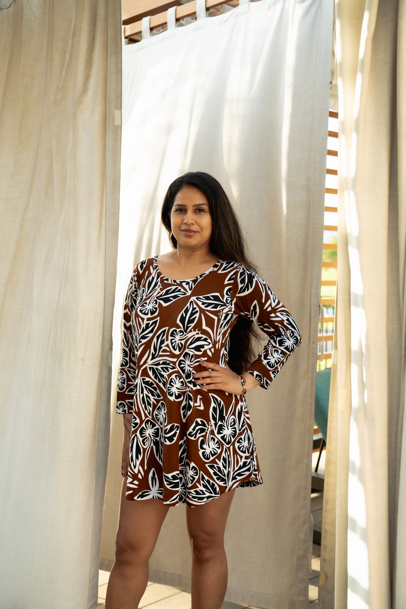 RETRO HIBISCUS TIFF DRESS