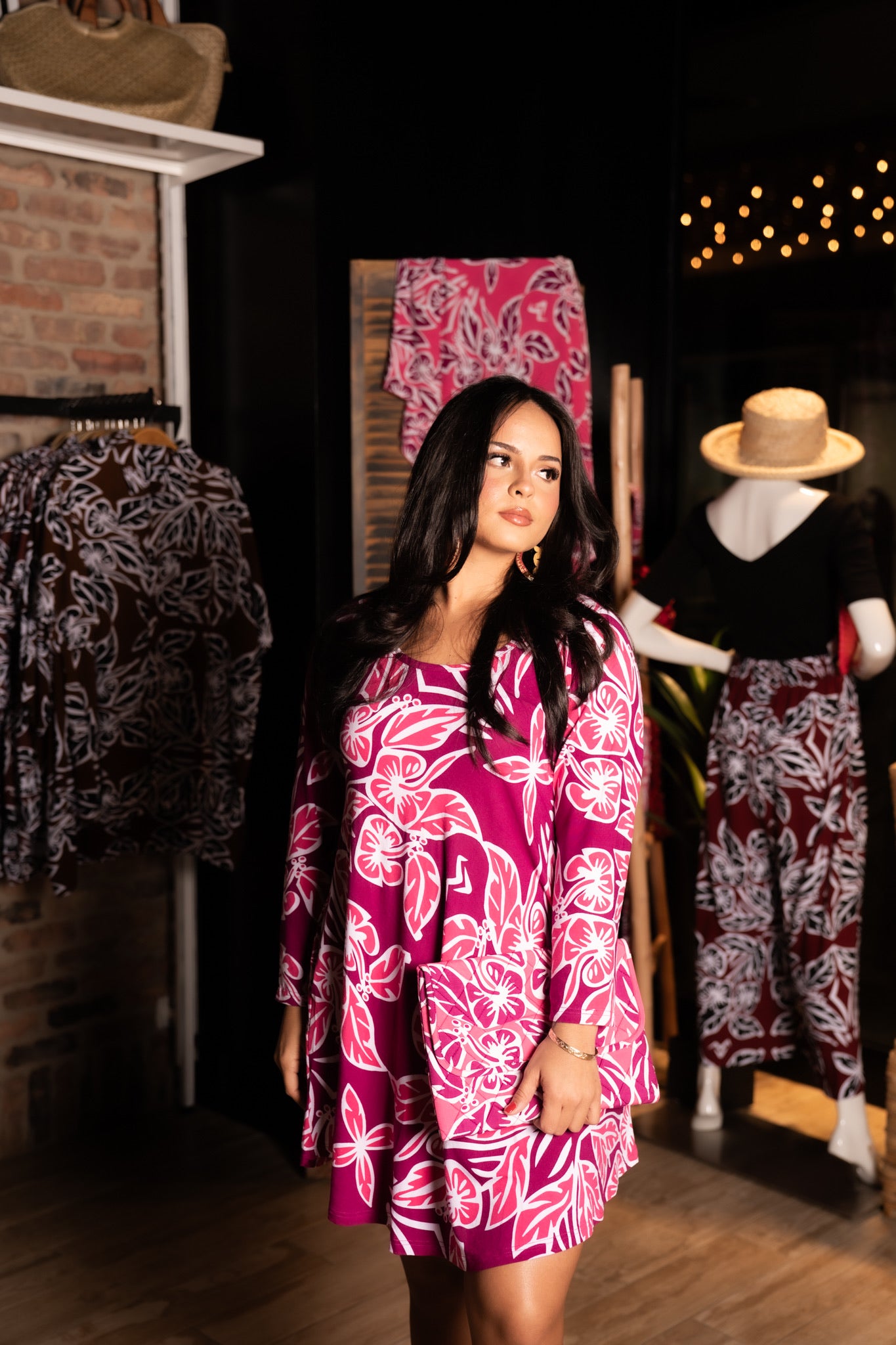 RETRO HIBISCUS TIFF DRESS