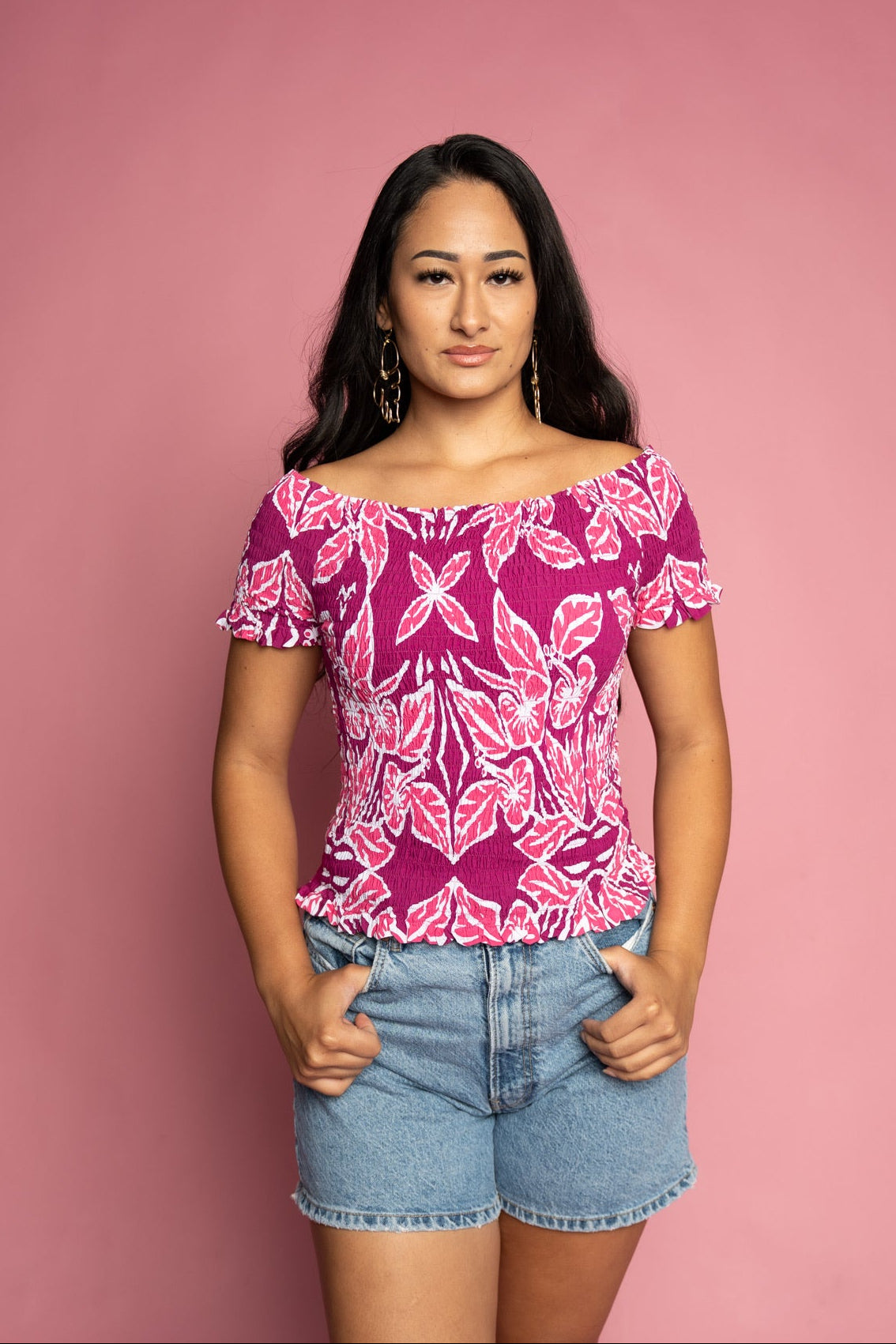 RETRO HIBISCUS LISHA CROP TOP