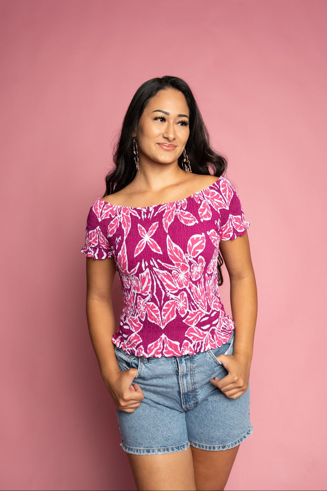 RETRO HIBISCUS LISHA CROP TOP
