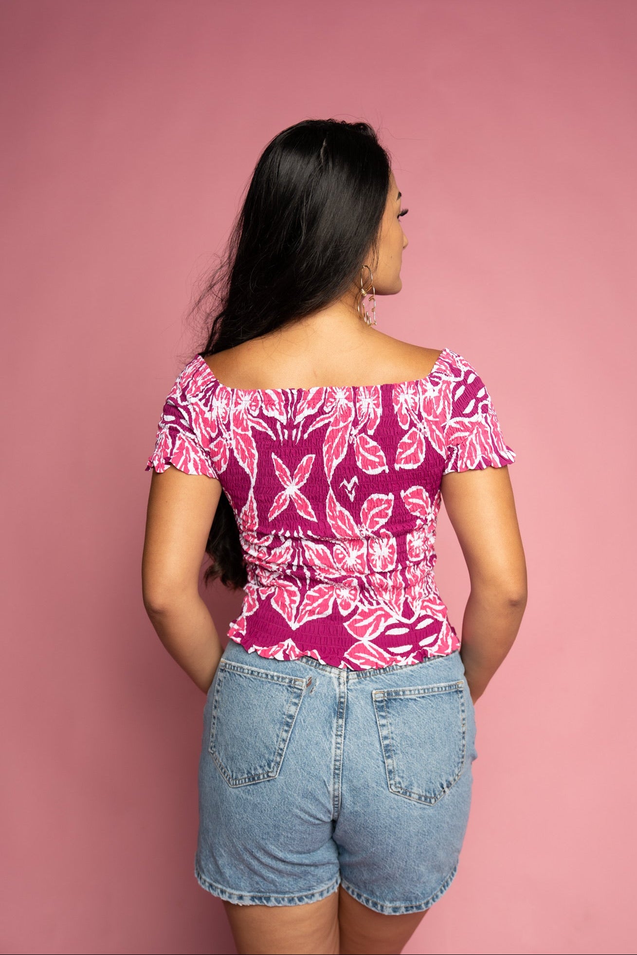 RETRO HIBISCUS LISHA CROP TOP